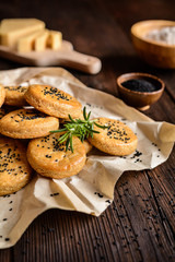 Wall Mural - Savory cheese cookies with black cumin seeds