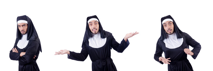 Wall Mural - Male nun in funny religious concept