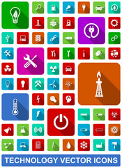Poster - Technology flat design vector icons.