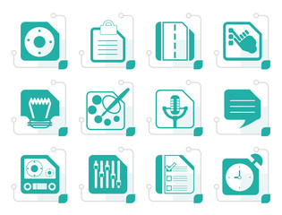 Wall Mural - Stylized Mobile Phone, Computer and Internet Icons - Vector Icon Set 3