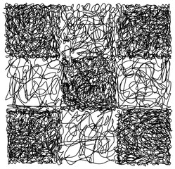 Wall Mural - abstract hand drawn scribble doodle checkerboard chaos pattern t