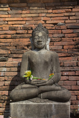 Wall Mural - ancient old buddha in thailand