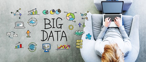 Wall Mural - big data text with man