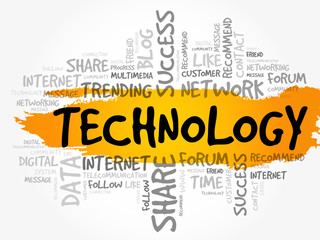 Poster - technology word cloud, technology business concept background