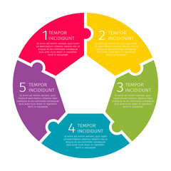 Poster - Round process steps vector colorful illustration over white background with text and numbers