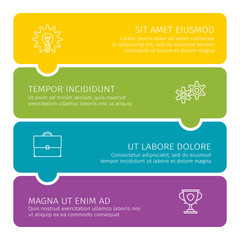 Poster - Steps of process business colorful vector illustration with four blocks with text and linear symbols