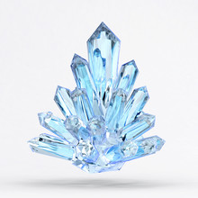 Blue Crystal Isolated On White Background ,3d