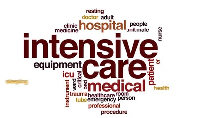 Sticker - Intensive care animated word cloud, text design animation.