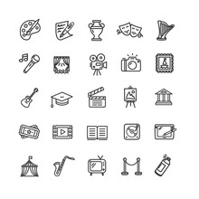 Culture And Creative Fine Art Icons Set. Vector