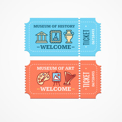 Museum Tickets Set. Vector