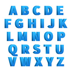 Poster - ice blue 3d letters, characters, alphabet, lettering