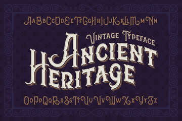 Wall Mural - Vintage vector font. Elegant royal typeface in medieval ancient style.