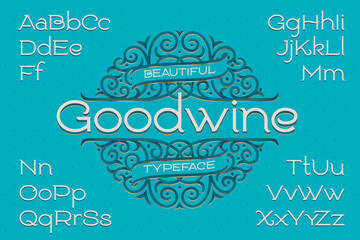 Poster - classic decorative font with beautiful swirls ornament around the text
