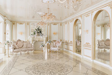 Luxurious Vintage Interior With Fireplace In The Aristocratic Style