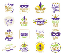 Mardi Gras Typography Set.