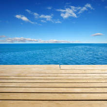 Wood, Blue Sea And Sky
