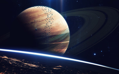 gas giant planet. beauty of deep space. billions of galaxies in the universe. elements of this image