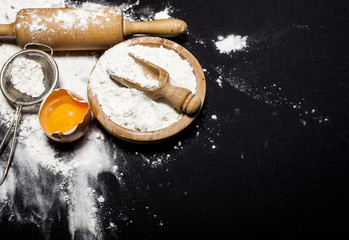 Wall Mural - Ingredients and utensils for the preparation of bakery products