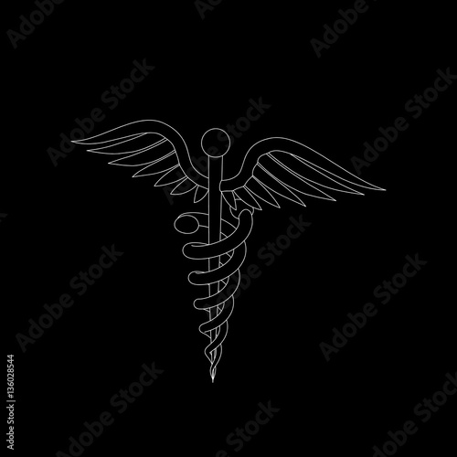 Medical symbol. Isolated on black background. Vector outline ill Buy