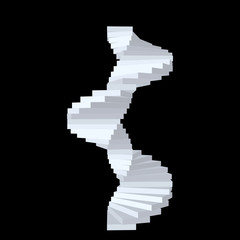 Spiral staircase. Isolated on black background.3d Vector illustr