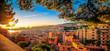 Genoa cityscape panorama during sunset.