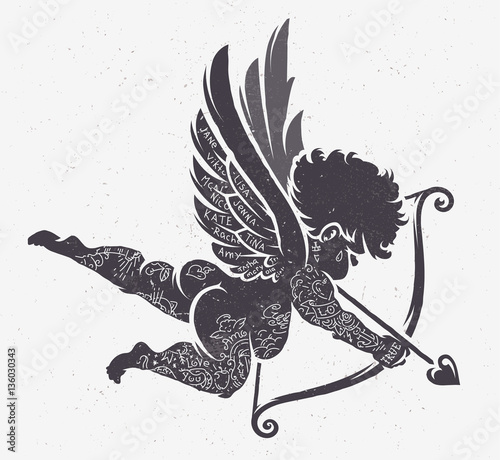 Fotomural Cupid Silhouette with Tattoos