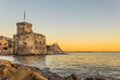 The ancient castle on the sea at sunset, Rapallo, Genoa (Genova), Italy