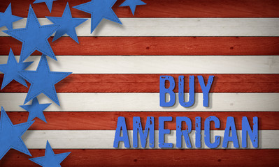 Buy American US American flag concept background