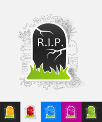 Poster - tombstone paper sticker with hand drawn elements