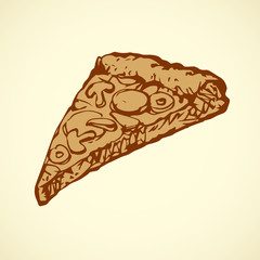 Sticker - Pizza. Vector drawing