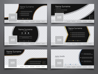 Leinwandbilder - set the size of 851x314 pixels black  banners for the social net