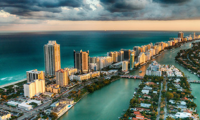 Wall Mural - Aerial view of Miami Beach skyline, Florida
