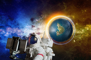 Wall Mural - Sci-fi backckground - space selfie