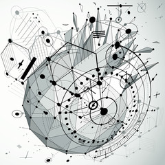 Poster - Perspective monochrome vector wallpaper created in low poly mode