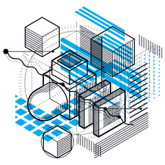 3d abstract vector isometric background. layout of cubes, hexago