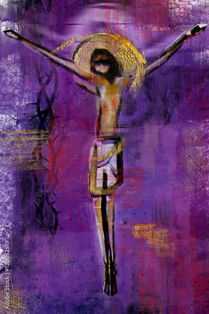 Jesus Christ on the cross - abstract artistic modern background Stock ...