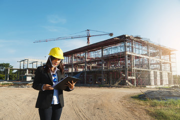 Female engineer on a building site.