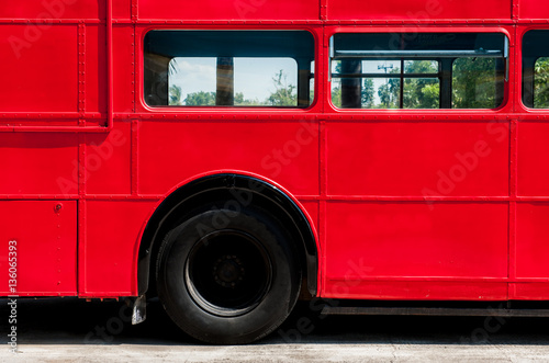 Detail of red Double Decker Bus,rivet and panel for background texture Poster