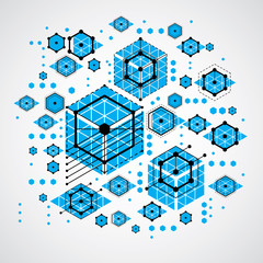 Poster - bauhaus retro wallpaper, art vector blue background made using g