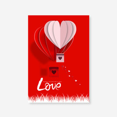 Wall Mural - Happy Valentines Day Greeting card. Origami