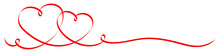 2 Connected Red Calligraphy Hearts Ribbon Banner