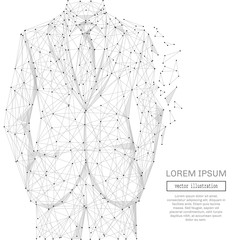Fototapete - Grey businessman with polygon line on abstract background. Polygonal space low poly with connecting dots and lines. Connection structure. Vector business background.