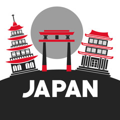 Sticker - traditional building gate japan vector illustration eps 10