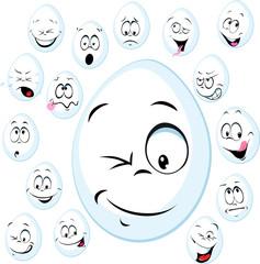 funny white egg with face - vector cartoon illustration