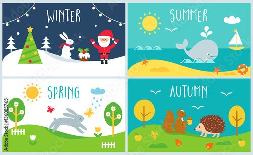 Seasons of the Year Cards. Winter, Spring, Summer, Autumn: comprar ...