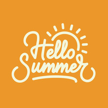 "Hello Summer" Creative Typography. Digital Lettering Poster. Eps10 Vector.