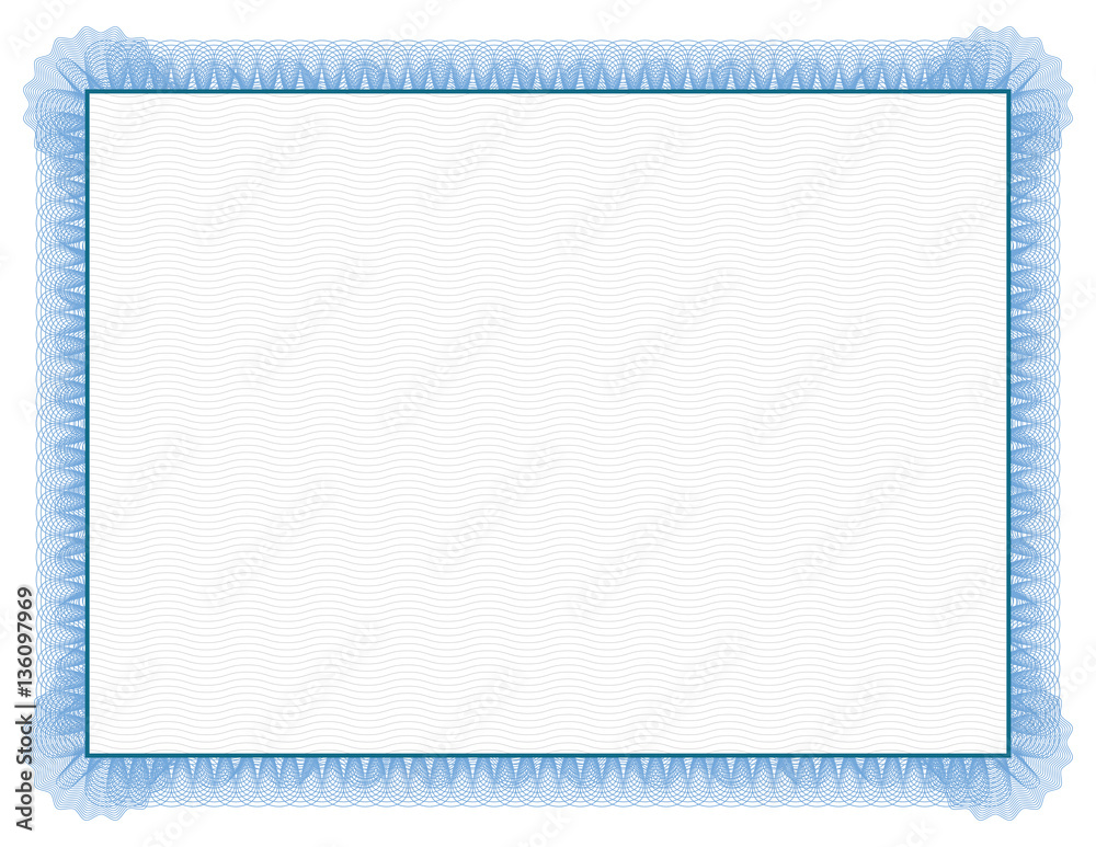Classic style Certificate with light blue floral border - obrazy, fototapety, plakaty 