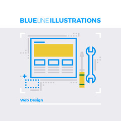 Poster - web design blue line illustration