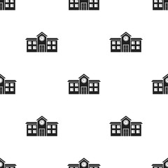 Wall Mural - School icon in black style isolated on white background. Building pattern stock vector illustration.