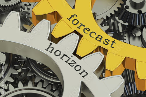Fotografía forecast horizon concept on the gearwheels, 3D rendering